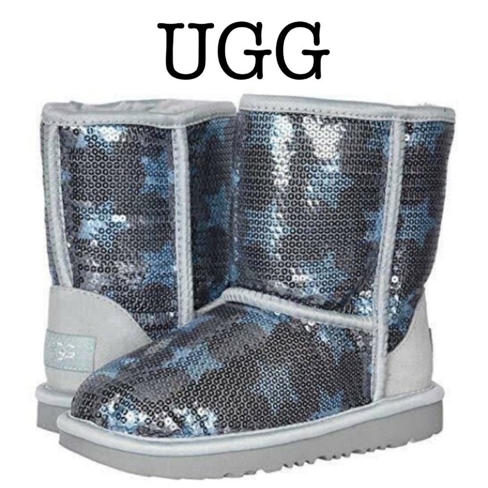 Ugg classic short sequins stars blue boot size 5